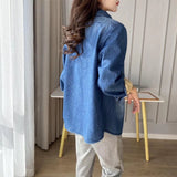 Women Jacket Denim Shirt Autumn Vintage Coat Top
