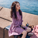 Women Maxi Dress Autumn and Winter Lantern Sleeve Knitted Dress