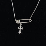 Chrome Hearts Necklace Diamond Cross Pendant Pin