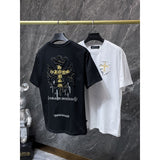 Ch hip-hop t shirts ch hot style sanskrit cross patch embroidery couple style short-sleeved t-shirt heavy industry versatile