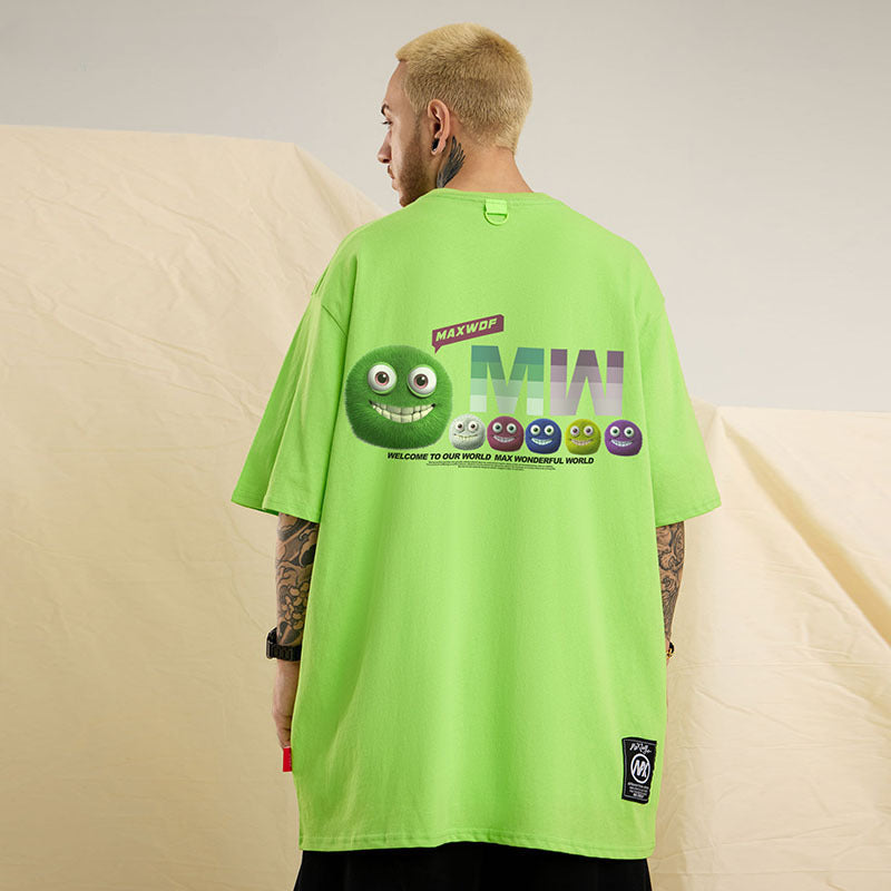 Men T Shirt Cartoon Printed Couple Short Sleeve T-shirt Men and Women Hip Hop