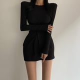 Women Dresses Knitted Long Sleeve Short Dress
