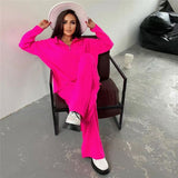 Ladies Leisure Knitwear Polo Collar Sweater Suit Casual Knitted Two-Piece