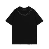 Ch hip-hop t-shirts: front and back appliqué embroidery, heavy-duty craftsmanship, american casual style, versatile, high-street trendy