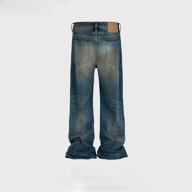 MIJKO Men's Vintage Pants MIJKO Men's Women's Washed Old Jeans Loose Wide Leg Straight Pants