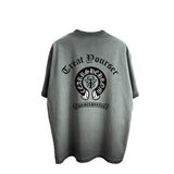 Ch hip-hop t shirts high version ch short sleeve sanskrit printingloosecasualpure cotton american heavy weight short sleeve men