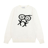 Urban korean stickman knitting shirt wool sweatertops round neck couple casualpulloverloose