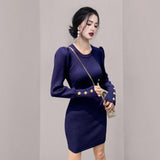 Women Maxi Dress Fall/Winter Puff Sleeve Dress