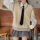 Women Knitted Pullover Knitted Vest Spring and Autumn V-neck Loose Vest Sweater