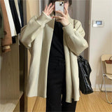Women Knitted Cardigan Vintage Sweater Coat Cardigan Loose Long Knitted Top
