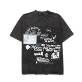 Hip-hop t shirts american high street half-sleeved washed retro distressed short-sleeved t-shirttrendytopst