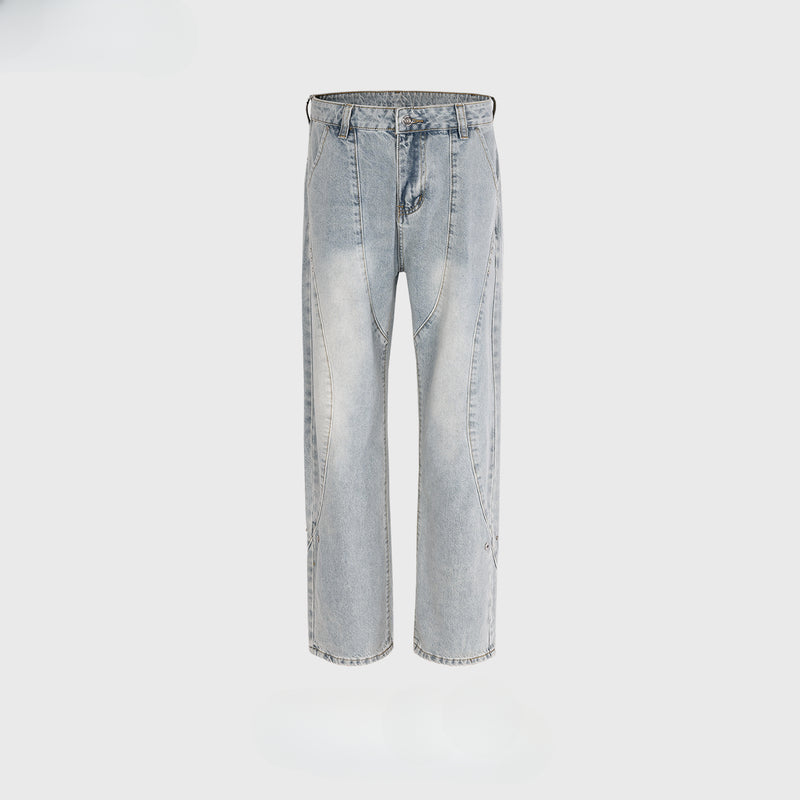 MIJKO Men Vintage Pants MIJKO Women's Men's Slim-Fit Button-Up Pants High Street Jeans