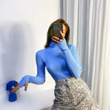 Women Sweater Knitwear Fall Base Knitwear High Neck Short Lightweight Sweater