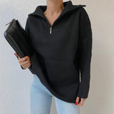 Ladies Leisure Knitwear Zipper and Lapel Knitted Sweater Casual Long-Sleeved Sweater