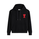 Ami aheoine hooded long sleeves couple hoodie loose heart fall and winter raglan sleeves patch embroidered sweatshirt