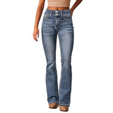 Women's spring amazon fashion retro stretch denim pants - ladies' washed flared jeans