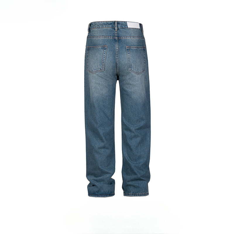 MIJKO Men's Vintage Pants MIJKO Men's Women's Washed White Trousers Straight Jeans