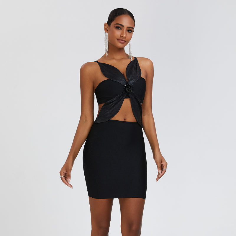 Women's Evening Dress Sexy Cutout Midriff Outfit Hip Skirt Bandage Dress