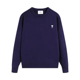 Ami araunriffall and winter couplelong sleevesheart jacquardtopswool sweater round neck knitting shirt