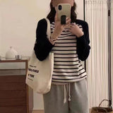 Women Knitwear Autumn and Winter Striped round Neck Sweater Loose Sweater