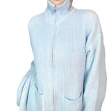 Women Knitwear Fall and Winter Lapels Sweater Coat Loose Knitted Cardigan