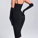 Women Evening Dress Sling Lace Backless Bandage One-Piece Dress