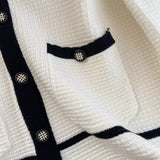 Women Sweater Knitwear Autumn and Winter Classic Style Contrast Color V-neck Knitted Cardigan Sweater Coat
