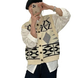Women Knitted Cardigan Retro Crew Neck Knitted Vest