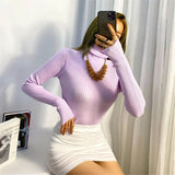 Women Sweater Knitwear Fall Base Knitwear High Neck Short Lightweight Sweater
