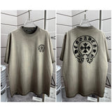 Ch hip-hop t shirts high version ch short sleeve sanskrit printingloosecasualpure cotton american heavy weight short sleeve men