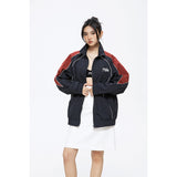 Unisex Jacket Vintage Sports Stand Collar Jacket Loose Spring and Autumn Coat