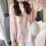 Women Knitted Pullover round Neck Loose Sweater Top