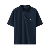American-style embroidered polo shirt for men, pique cotton, short-sleeved with a turn-down collar. a business casual, solid color, basic summer t-shirt