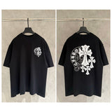 Ch hip-hop t shirts american correct version chsummerbest selling cross horseshoe patch hollow embroidered short-sleeved couple