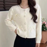 Women Knitwear Autumn Bowknot round Neck Sweater Loose Knitted Cardigan