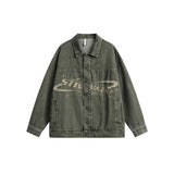 Unisex Jacket Vintage Embroidered Loose Lapels Jacket Spring and Autumn Coat