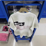 saint m t shirts s.m. rockabilly american vintage crew neck drop shoulder washed distressed short sleeve tee