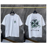 Ch hip-hop t shirts chcouple graffiti sanskrit worn horseshoe embroiderpure cotton american heavy weight short-sleeved high street easiest for match