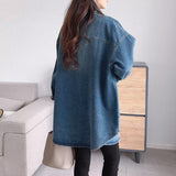 Women Jacket Loose Retro Leisure Washed-out Shirt Coat