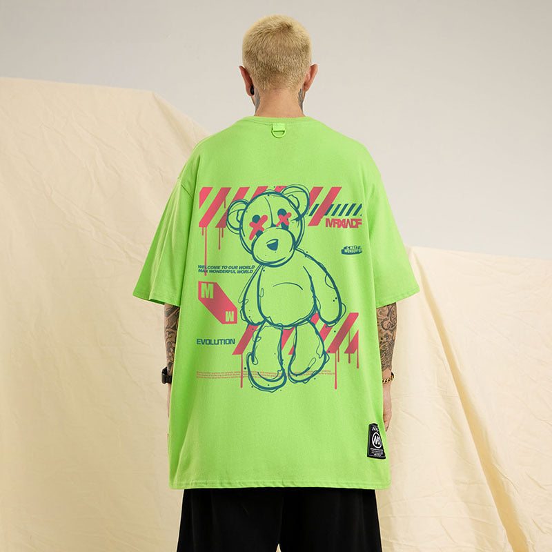 Men T Shirt Bear Printed Couple Short Sleeve T-shirt