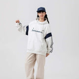 Unisex Hoodie Autumn Contrast Color Stripe Hooded Sweater