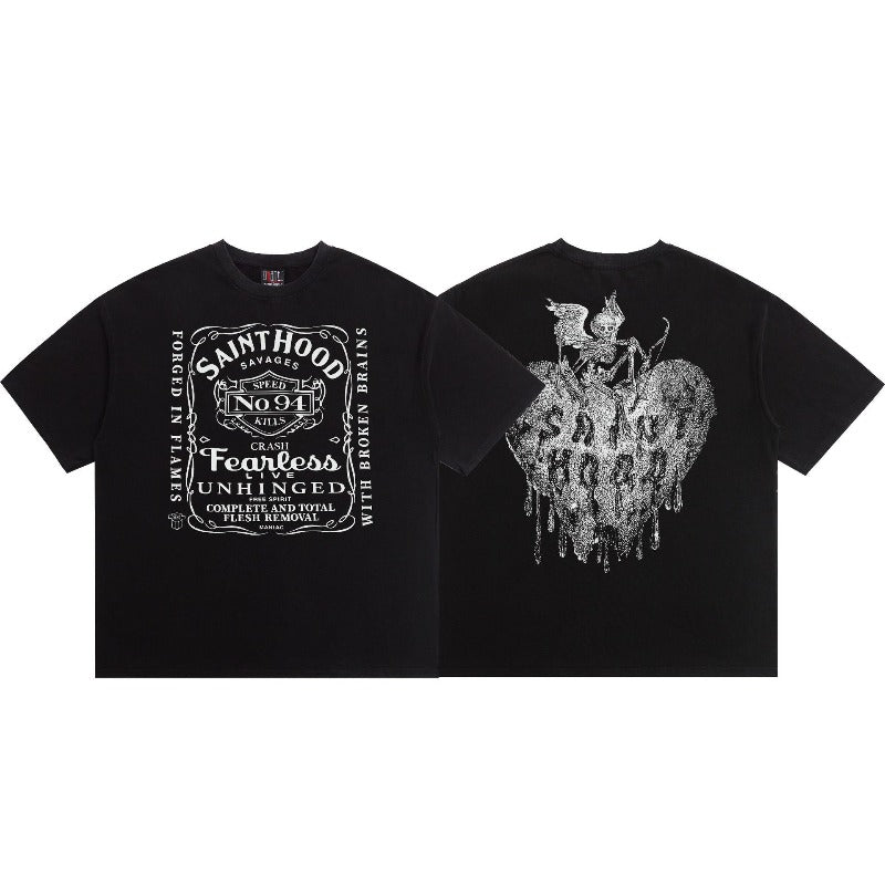 saint m t shirts s.m skull heart graphic crew neck pullover short sleeve t-shirt