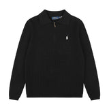 Polo collar rl ralph pony half zipper pullover knittingfall and winter sweatertops couple casualloose