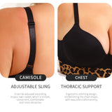 Full figure bra leopard print gathered and breathable