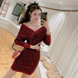 Women Maxi Dress Spring and Autumn Sexy Long Sleeve V-neck Knitted Sheath Dress