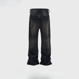 MIJKO Men's Vintage Pants MIJKO textured washed trousers men's and women's micro-pull jeans