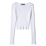 Women Sweater Knitwear Autumn Leisure V-neck Slim Fit Sweater Sweater