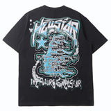 Hip-hop t-shirts: american boy universe starry sky lightning print short sleeve tee - streetwear fashion casual sport half sleeve