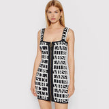 Women Dresses Summer Bandage Dress Square Collar Zipper Ultra Short Dress (Ont0408)