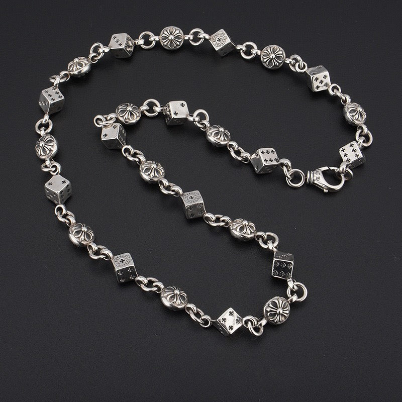 Chrome Hearts Necklace Dice Cross Vintage Cross Flower Men's and Women's Necklaces